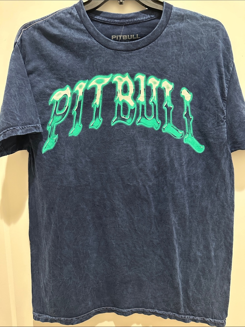 Pitbull Men’s Double Sided Navy Short Sleeve Tee with Green Logo